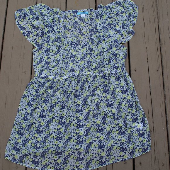 Old Navy Tops - OLD NAVY SS Blue Yellow Floral Maternity Blouse L